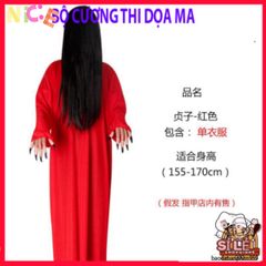 Bộ Hóa Trang Ma Quái Tóc Trắng Cho Halloween - Áo Choàng, Găng Tay, Mũ & Kính LED Đỏ, Trang Phục Cosplay Thần Chết Kinh Dị