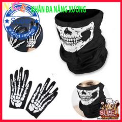 Khăn Đầu Lâu Ma Quái - Phụ Kiện Thời Trang Halloween, Mặt Nạ Kinh Dị & Găng Tay Ma Xương, Phù Hợp Cho Tiệc Hóa Trang