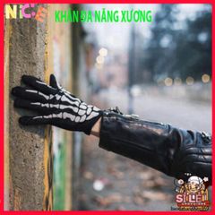 Khăn Đầu Lâu Ma Quái - Phụ Kiện Thời Trang Halloween, Mặt Nạ Kinh Dị & Găng Tay Ma Xương, Phù Hợp Cho Tiệc Hóa Trang