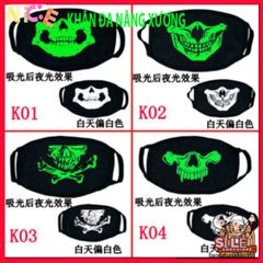 Khẩu Trang Dạ Quang Họa Tiết Đầu Skull Thời Trang Anime - Khẩu Trang Bảo Vệ Độc Đáo Cho Halloween & Cosplay