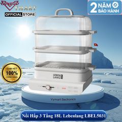 Nồi Hấp Điện Đa Năng 3 Tầng 18L Lebenlang LBEL5031 - Tiện Lợi, 900W, Giữ Vitamin, Hấp Thực Phẩm Tươi Ngon Cho Gia Đình