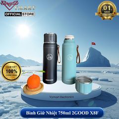 Bình Giữ Nhiệt 2GOOD X8F 750ml - Bình Inox Cao Cấp Kèm Lọc Trà, Thiết Kế Hiện Đại, Đen Nhám và Xanh Mint - Hàng Chính Hãng