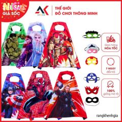 Áo Choàng Siêu Anh Hùng 3D HD Kèm Mặt Nạ - Trang Phục Halloween Cho Bé - Người Nhện, Batman, Người Sắt, Superman