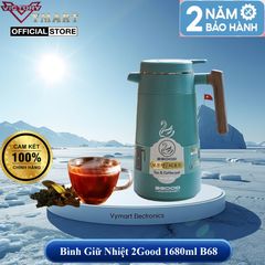 Bình Giữ Nhiệt 2Good B68 1680ml Màu Xanh - Phích Pha Trà với Lõi Lọc Inox304, Giữ Nhiệt 24h, Bảo Hành 2 Năm