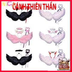Bộ Cosplay Thiên Thần cho Trẻ Em - Cánh Đôi Dễ Dàng Điều Chỉnh, Băng Đô và Đũa Phép - Thích Hợp Halloween và Tiệc Hóa Trang