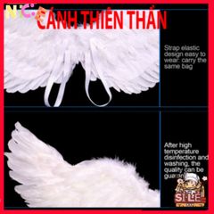 Bộ Cosplay Thiên Thần cho Trẻ Em - Cánh Đôi Dễ Dàng Điều Chỉnh, Băng Đô và Đũa Phép - Thích Hợp Halloween và Tiệc Hóa Trang