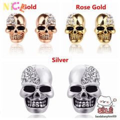 Khuyên Tai Đầu Lâu Phong Cách Gothic Với Đá Pha Lê - Trang Sức Cá Tính Độc Đáo Cho Người Yêu Thích Thời Trang Vintage