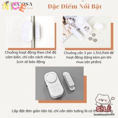 Chuông báo thông minh DECOSA - Cảm biến chống trộm an ninh cho cửa ra vào, âm thanh cảnh báo mạnh mẽ 90 dB, dễ dàng lắp đặt