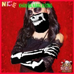 Khẩu Trang Nửa Mặt Đầu Lâu Kinh Dị - Bộ Phụ Kiện Halloween Găng Tay Ma Xương Cho Tiệc Hóa Trang, Sự Kiện Nhập Vai