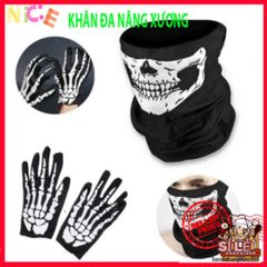 Khẩu Trang Nửa Mặt Đầu Lâu Kinh Dị - Bộ Phụ Kiện Halloween Găng Tay Ma Xương Cho Tiệc Hóa Trang, Sự Kiện Nhập Vai