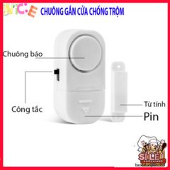 Chuông Báo Động Không Dây Gắn Cửa - Cảm Biến Âm Thanh Lớn 90dB, Dễ Lắp Đặt, Có Công Tắc Nguồn và Pin Tích Hợp