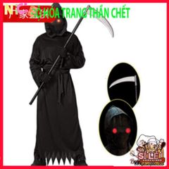 Bộ Đồ Hóa Trang Thần Chết Kinh Dị Halloween - Bộ Trang Phục Đầy Đủ Cho Người Lớn & Trẻ Em, Mặt Nạ Đầu Lâu và Găng Tay Hình Xương