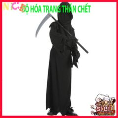 Bộ Đồ Hóa Trang Thần Chết Kinh Dị Halloween - Bộ Trang Phục Đầy Đủ Cho Người Lớn & Trẻ Em, Mặt Nạ Đầu Lâu và Găng Tay Hình Xương