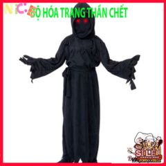 Bộ Đồ Hóa Trang Thần Chết Kinh Dị Halloween - Bộ Trang Phục Đầy Đủ Cho Người Lớn & Trẻ Em, Mặt Nạ Đầu Lâu và Găng Tay Hình Xương