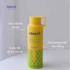 Xịt Thơm Toàn Thân Armaf Odyssey Limoni Fresh Edition 200ml - Hương Quế Sang Trọng, Tươi Mát, Chính Hãng, Duy Trì Sự Tự 