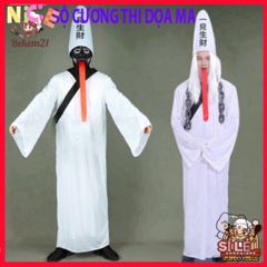 Bộ Trang Phục Cải Trang Halloween Diêm Vương Đen-Trắng Cho Người Lớn - Cosplay Hãi Hùng Độc Đáo, Kèm Phụ Kiện Tạo Phong Cách Ấn Tượng