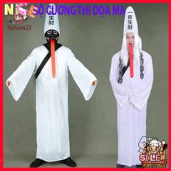 Bộ Trang Phục Cải Trang Halloween Diêm Vương Đen-Trắng Cho Người Lớn - Cosplay Hãi Hùng Độc Đáo, Kèm Phụ Kiện Tạo Phong Cách Ấn Tượng