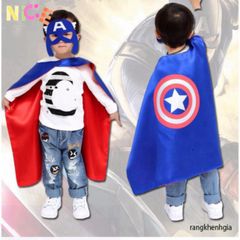 Áo choàng siêu anh hùng người Nhện, Người Sắt, Thor với mặt nạ satin mềm mại - Trang phục hóa trang trẻ em cho Halloween và tiệc sinh nhật