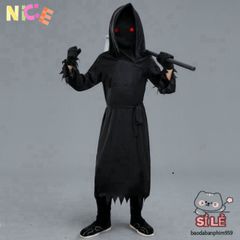 Bộ Trang Phục Thần Chết Halloween cho Người Lớn - Áo Dài, Mặt Nạ và Găng Tay - Phong Cách Bí Ẩn và Kinh Dị Chuyên Nghiệp