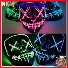 Mặt Nạ LED Glow-in-the-Dark Halloween 2024 - Phụ Kiện Cosplay Rave Tuyệt Đẹp Cho Tiệc Tùng và Hóa Trang