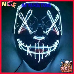 Mặt Nạ LED Glow-in-the-Dark Halloween 2024 - Phụ Kiện Cosplay Rave Tuyệt Đẹp Cho Tiệc Tùng và Hóa Trang