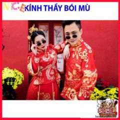 Kính Mát Tròn Unisex Phong Cách Cổ Trang Trung Hoa - Bảo Vệ Mắt UV400 Hoàn Hảo Cho Chụp Ảnh Tết Và Lễ Cưới.