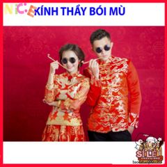 Kính Mát Tròn Unisex Phong Cách Cổ Trang Trung Hoa - Bảo Vệ Mắt UV400 Hoàn Hảo Cho Chụp Ảnh Tết Và Lễ Cưới.