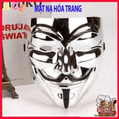 Mặt nạ Hacker ánh kim bạc - Mặt nạ hóa trang chú hề sang trọng cho tiệc Halloween và sự kiện cosplay