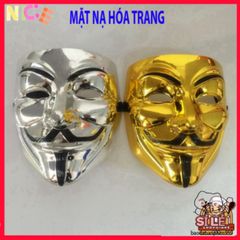 Mặt nạ Hacker ánh kim bạc - Mặt nạ hóa trang chú hề sang trọng cho tiệc Halloween và sự kiện cosplay