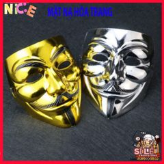 Mặt nạ Hacker ánh kim bạc - Mặt nạ hóa trang chú hề sang trọng cho tiệc Halloween và sự kiện cosplay