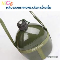 Bình Bi Đông Nhôm Cổ Điển 1L-3L Siêu Nhẹ - Bình Đựng Nước và Rượu Thể Thao, Du Lịch, Cắm Trại, Phượt, Chống Va Đập