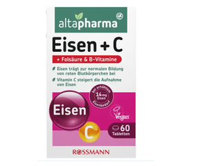 Viên uống bổ sung sắt Altapharma Eisen 60 Viên - Hỗ trợ sức khỏe, bổ máu, vitamin B & C