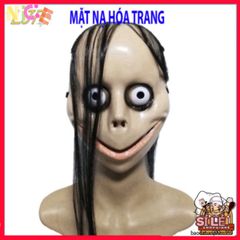 Mặt Nạ Kinh Dị Halloween Tóc Dài Hình Chữ V - Momo Hacker, Đồ Trang Trí Cosplay Đi Tiệc Ma Mị, Chất Liệu ABS Bền Bỉ