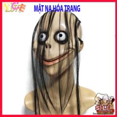 Mặt Nạ Kinh Dị Halloween Tóc Dài Hình Chữ V - Momo Hacker, Đồ Trang Trí Cosplay Đi Tiệc Ma Mị, Chất Liệu ABS Bền Bỉ