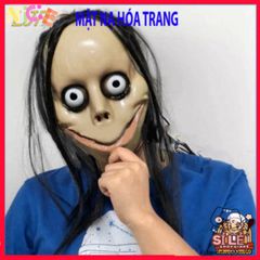 Mặt Nạ Kinh Dị Halloween Tóc Dài Hình Chữ V - Momo Hacker, Đồ Trang Trí Cosplay Đi Tiệc Ma Mị, Chất Liệu ABS Bền Bỉ