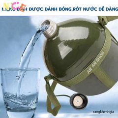 Bình Nước Nhôm Xanh Cổ Điển - Phụ Kiện Dã Ngoại Siêu Nhẹ, Thiết Kế Tiện Lợi, Đựng Nước Lạnh, Leo Núi, Cắm Trại, Phượt
