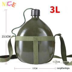 Bình Nhôm 3 Lít Bi Đông Cổ Điển - Bình Nước Du Lịch Nhẹ, Chống Rỉ Sét, An Toàn và Tiện Lợi cho Mọi Hoạt Động Ngoài Trời