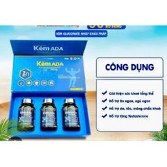 Kẽm ADA 90 Viên - Bổ Sung Kẽm Tăng Cường Đề Kháng, Đẹp Da Tóc - Hỗ Trợ Sinh Lực Nam, Nhập Khẩu Pháp