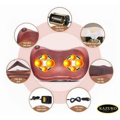 Gối Massage Hồng Ngoại Nhật Bản Kazuko 8 Bi - Thiết Bị Massage Toàn Thân Nhiệt, Giảm Đau Cổ Vai Gáy, Di Động, Thoải Mái