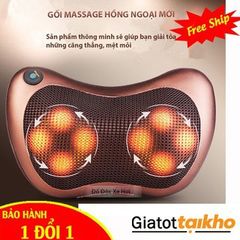 Gối Massage Hồng Ngoại Đa Năng 8 Bi - Công Nghệ Nhật Bản, Thư Giãn Toàn Thân, Dùng Tại Nhà và Xe Hơi, Tặng Đầu Cắm Sạc
