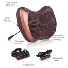 Gối Massage Hồng Ngoại Akita Nhật Bản - Giảm Đau Và Thư Giãn Với 6 Bi Massage, Thiết Kế Compact, Dùng Được Cho Cổ, Vai, Lưng