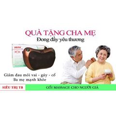 Gối Massage Hồng Ngoại Akita Nhật Bản - Giảm Đau Và Thư Giãn Với 6 Bi Massage, Thiết Kế Compact, Dùng Được Cho Cổ, Vai, Lưng
