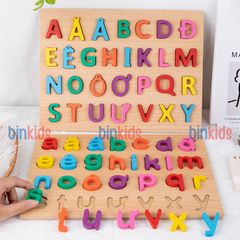 Bảng Chữ Cái Gỗ Tiếng Việt Nổi Chữ và Số 30x22cm - Đồ Chơi Giáo Dục Phát Triển Tư Duy Cho Bé