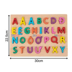 Bảng Chữ Cái Gỗ Tiếng Việt Nổi Chữ và Số 30x22cm - Đồ Chơi Giáo Dục Phát Triển Tư Duy Cho Bé