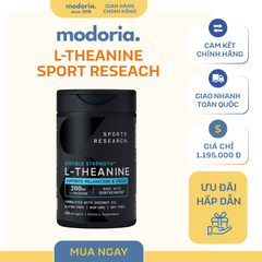 Viên Uống Tăng Cường Tập Trung Sports Research Double Strength L-Theanine 200mg - 150 Viên Hỗ Trợ Tinh Thần Cân Bằng, Mỹ