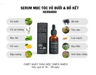 Serum Mọc Tóc Vỏ Bưởi & Bồ Kết Herbario 30ml - Chăm Sóc Tóc Tự Nhiên, Giúp Tóc Mọc Nhanh, Giảm Rụng Tóc - 100% Thuần Chay