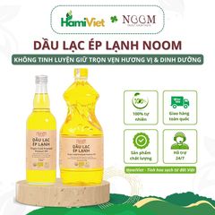 Dầu lạc ép lạnh Noom 500ML / 1.9L - 100% từ lạc hữu cơ, không tinh luyện, dầu nguyên chất, dùng chiên xào an toàn, chọn lựa cho sức khỏe