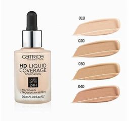 Kem nền Catrice HD Liquid Coverage Foundation 30ml Màu 020 - Che Khuyết Điểm Tuyệt Vời và Lớp Nền Tự Nhiên, Chính Hãng Đức