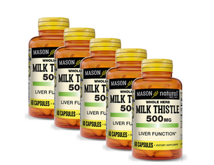 Viên uống hỗ trợ gan Mason Natural Whole Herb Milk Thistle 500mg - Giải độc gan, bổ sung thảo mộc tự nhiên, 60 viên mỹ phẩm chính hãng