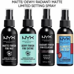 Xịt Khóa Nền Nyx Dewy - Matte Finish Setting Spray Chính Hãng, Giữ Lớp Trang Điểm Bền Màu Suốt Ngày, Thích Hợp Mọi Loại 